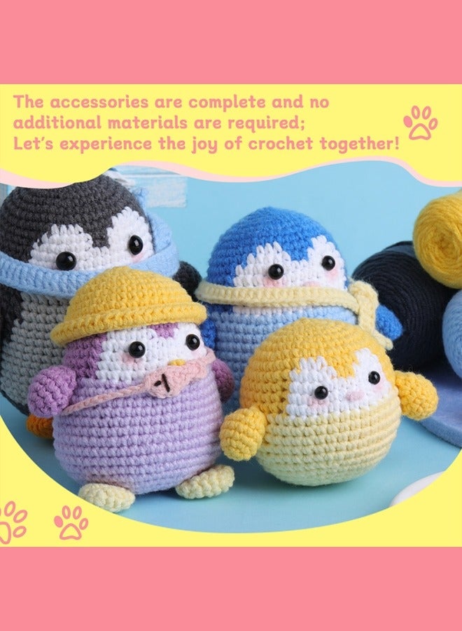 Captaintech 4-Piece Penguins Dolls, Crochet Kit for Beginners, Crochet Set for Kids, Crocheting Knitting Kit, Includes All Crochet Accessories and Step-by-Step Video Tutorials - Image 2