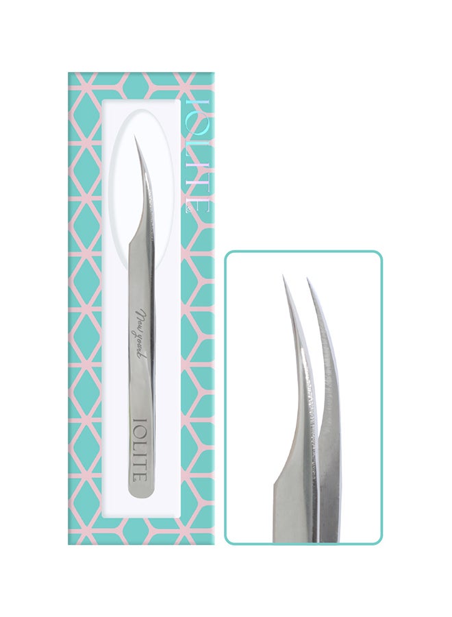 IOLITE Precision Tweezers For 2D 6D Volume And Individual False Lashes Extensions With Pu Storage Case Golden Curved - Image 2