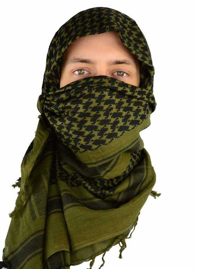 Mato & Hash Military Shemagh Tactical 100% Cotton Scarf Head Wrap, Olive Drab, Single - Image 1