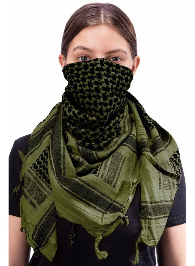 Mato & Hash Military Shemagh Tactical 100% Cotton Scarf Head Wrap, Olive Drab, Single - Image 2