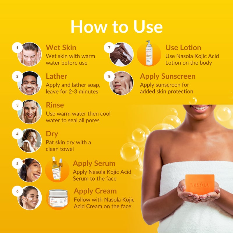 Nasola Kojic Acid Soap for Skin Clarifying, Complexion Revitalization, Radiance Boosting, Face & Body, Underarm & Armpit - Image 5