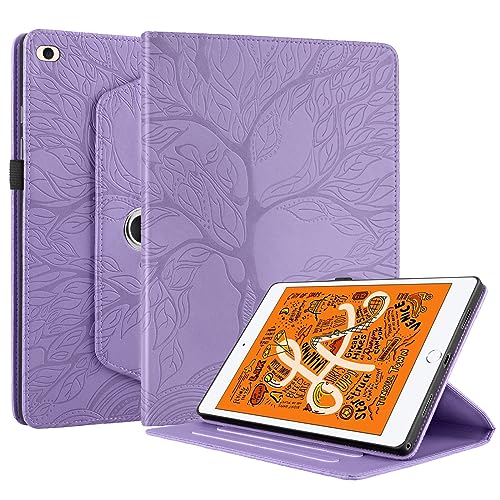 TIPOYOROO iPad mini 5 Rotating Case, iPad mini 1/2/3/4/5th Generation Case PU Leather Folio Stand Cover Flip Shell with Pen Holder for Apple iPad mini 7.9 inch- Purple - Image 1
