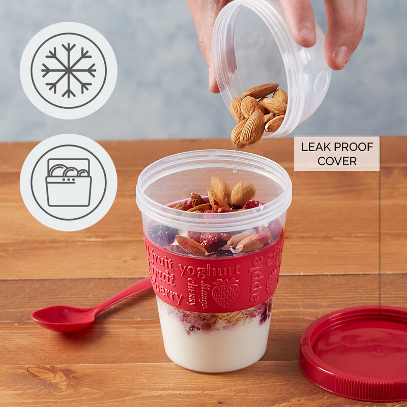 Crystalia 4 Pack 20 oz On The Go Yogurt Parfait Cups with Lids & Spoons, Overnight Oats Containers/Jars, Oatmeal Container to Go with Topping for Cereal, Milk, Yogurt, and Fruit Salad Storage (Large) - Image 3