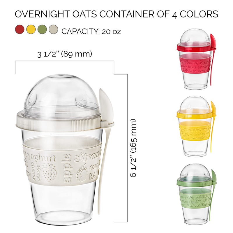 Crystalia 4 Pack 20 oz On The Go Yogurt Parfait Cups with Lids & Spoons, Overnight Oats Containers/Jars, Oatmeal Container to Go with Topping for Cereal, Milk, Yogurt, and Fruit Salad Storage (Large) - Image 5