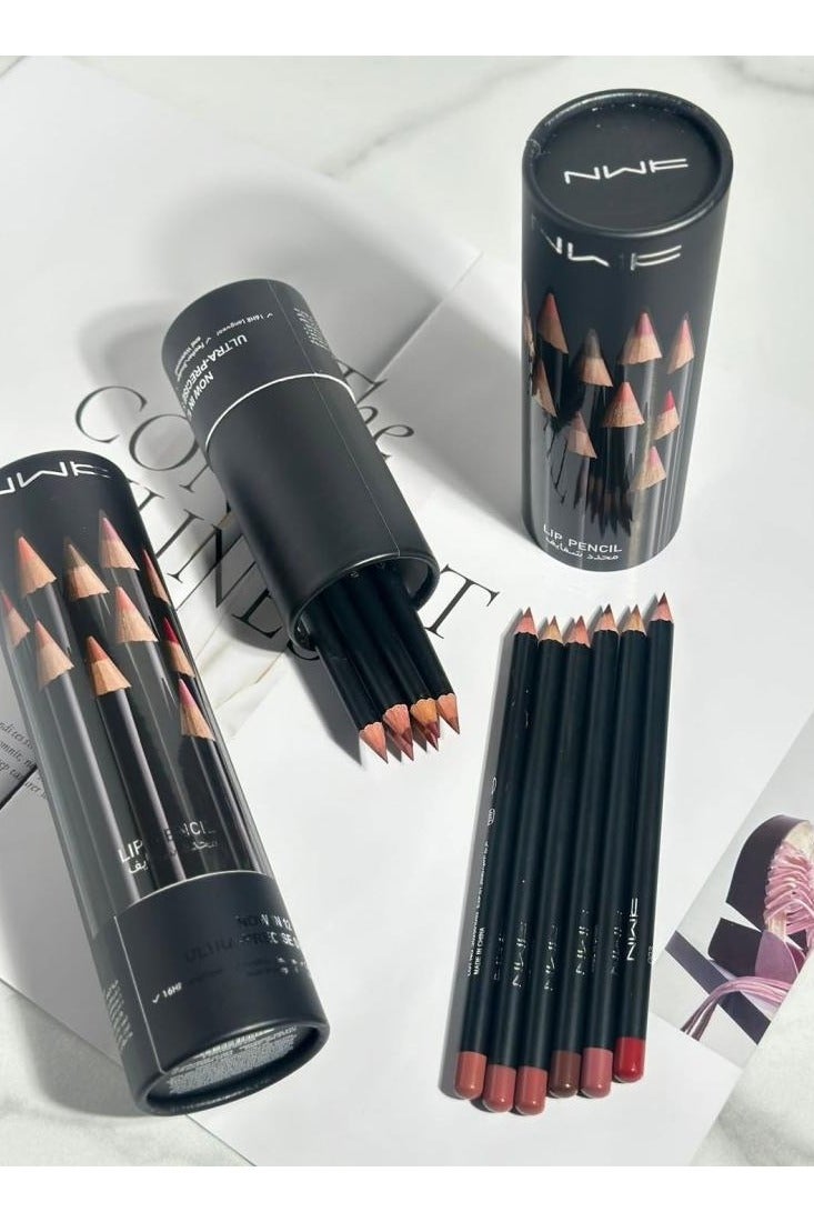 NWK 12-Piece Waterproof Lipliner Pencil Set Multicolour - Image 2