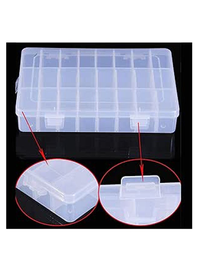 Clear Plastic Adjustable Divider Removable 24 Grid Compartment (20 x 13 x3.6cm) - Image 1