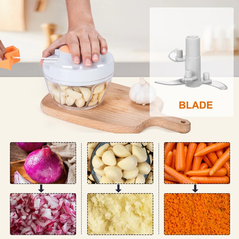 MAMICOOKER Manual Food Processor Vegetable Chopper, Portable Hand Pull String Garlic Mincer Onion Cutter for Veggies, Ginger, Fruits, Nuts, Herbs, etc.,500ml - Image 5