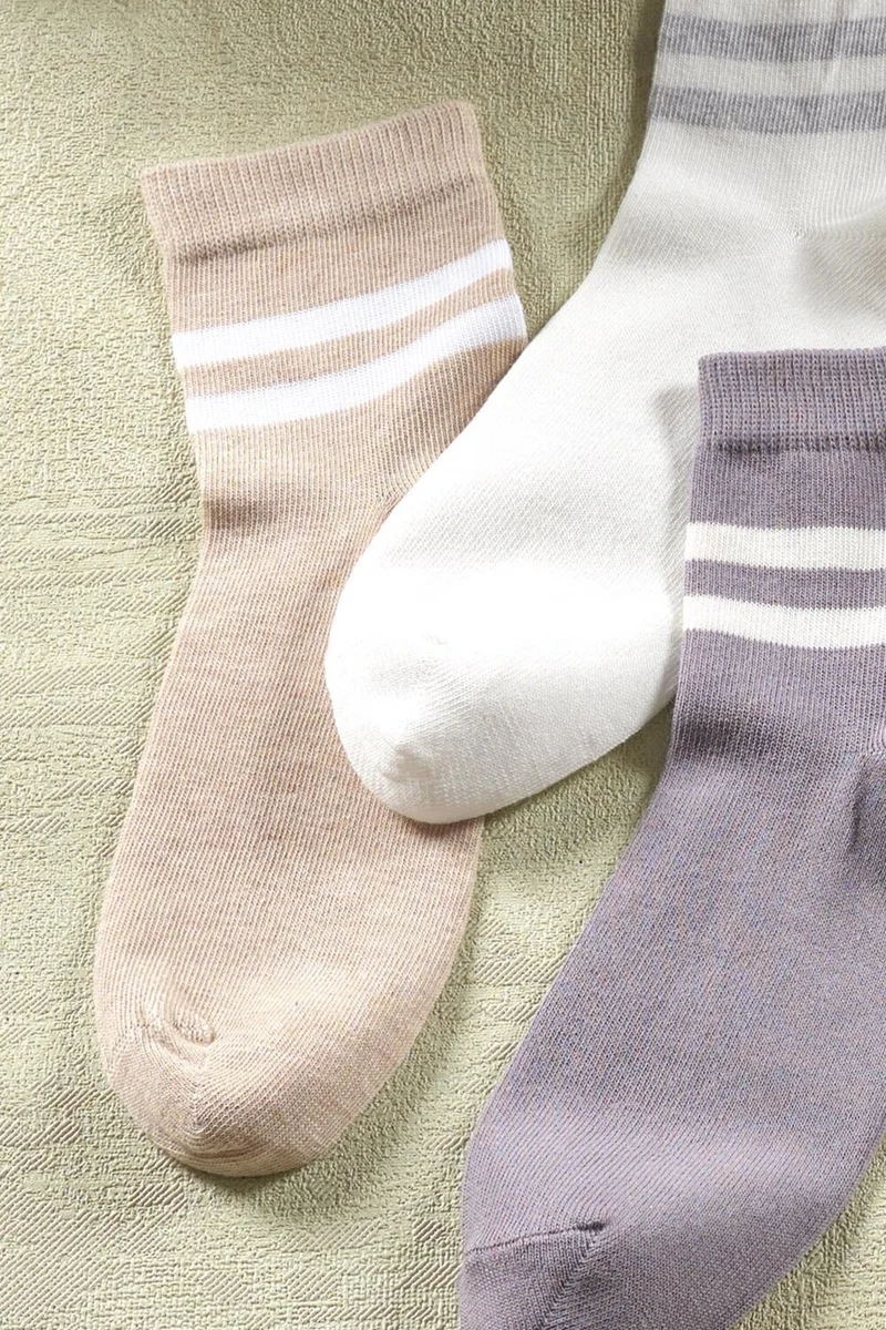 Zeynep Tekstil 3 Pairs Unisex Striped Long Socks | Extra Soft Unisex Cotton Sock Socks