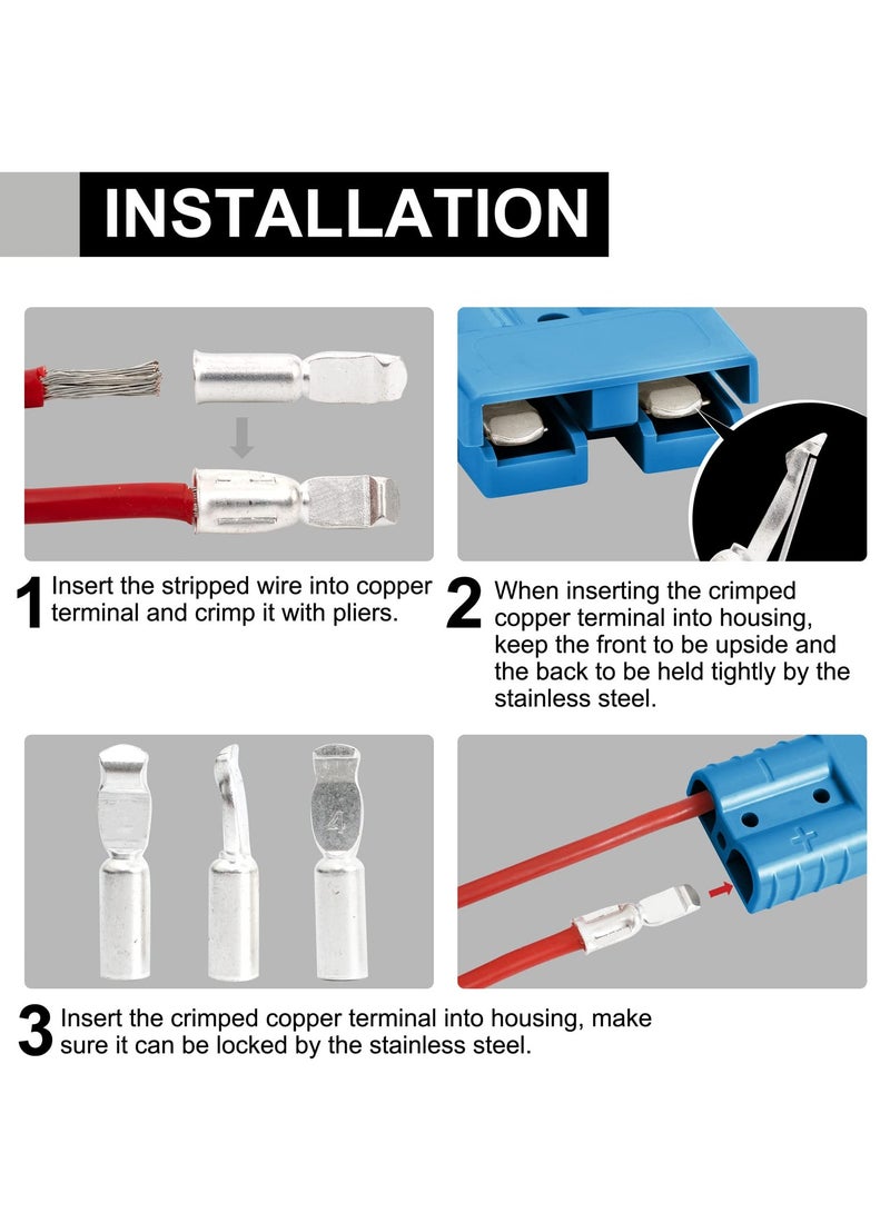 Wire Connector Set 2 Pack, 120A 4,6 Gauge Battery Quick Connect Disconnect Harness Plug for 12V to 36V Applications in Cars Bikes ATVs Winches and More