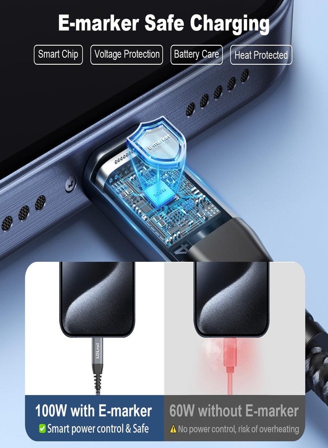 LDLrui USB C Cable [3FT, 2-Pack] 20Gbps High-Speed Data Transfer, 4K UHD USB C Monitor Display, USB 3.2 Gen 2x2, 100W Fast Charging Cord for iPhone 17/16, Sandisk, Samsung T7, SSK, ARZOPA, KYY, MNN - Image 4