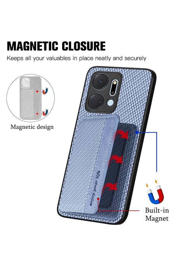 S-TOP Case For Honor X7A Carbon Fiber Magnetic Card Wallet Bag Phone Case - Image 3