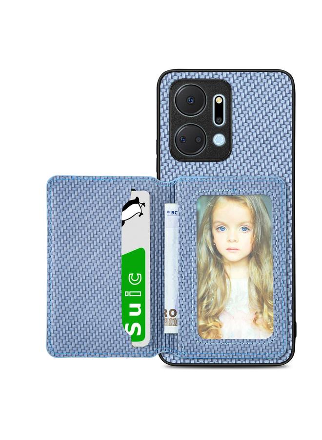 S-TOP Case For Honor X7A Carbon Fiber Magnetic Card Wallet Bag Phone Case - Image 1
