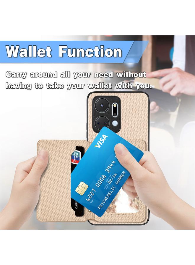 S-TOP Case For Honor X7A Carbon Fiber Magnetic Card Wallet Bag Phone Case - Image 4