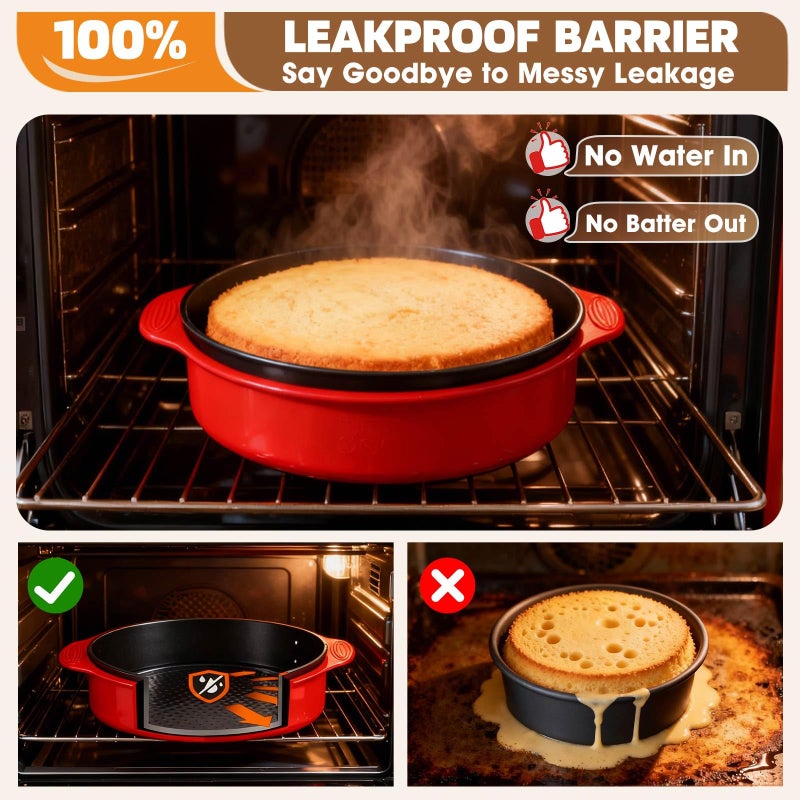 MASSUGAR 4 7 9 Inch Springform Pan with Silicone Protector, 50 Pcs Parchment Paper Liners, 3 Cake Scrapers, Leakproof Round Cake Pan for Baking in Water Bath - Nonstick Spring Form Pan for Cheesecake - Image 4