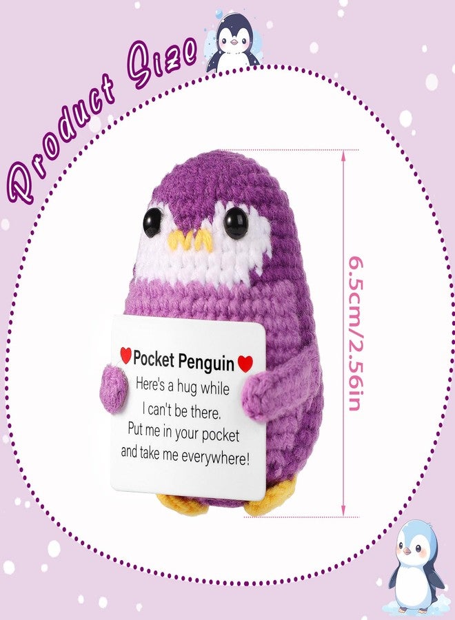 lasuroa دمية بطريق جيبية مرحة من لاسوروا، 2.6 بوصة، دمية بطريق داعمة عاطفياً مع بطاقة، مصنوعة من الصوف المحبوك بالكروشيه، هدية تشجيعية إبداعية للعائلة والأصدقاء، ديكور منزلي (بنفسجي) - Image 2