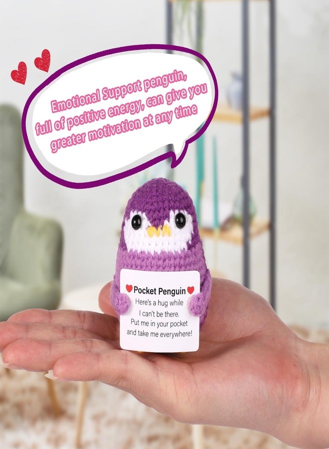 lasuroa دمية بطريق جيبية مرحة من لاسوروا، 2.6 بوصة، دمية بطريق داعمة عاطفياً مع بطاقة، مصنوعة من الصوف المحبوك بالكروشيه، هدية تشجيعية إبداعية للعائلة والأصدقاء، ديكور منزلي (بنفسجي) - Image 5