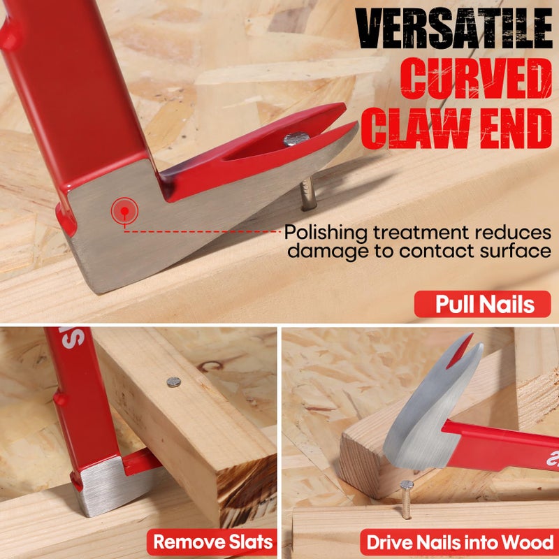 مجموعة أدوات سحب الأظافر مكونة من 3 قطع 12 10 8 - شديدة التحمل والقطط الصغيرة، شريط رفع مخلب الأداة المساعدة، شريط وندر بار من الفولاذ عالي الكربون، أداة المخل لإعادة تشكيل المنزل والأعمال الخشبية - Image 4