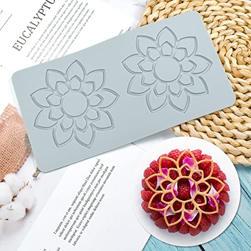 TUKE 3D Hollow Leaf Fondant Lace Mold, Multi Leaves Flower Shapes Silicone Lace Mould for Cake Decorating Molds Fondant Impression Mat for Chocolate Sugar Candy Cupcake Baking (B_7.56x3.92x0.12inch) - Image 1