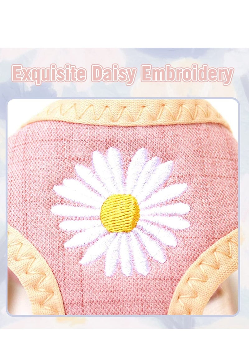 KASTWAVE Puppy Carrier, Puppy and Cat Carrier Leash Breathable Mesh Daisy Undershirt Pet Carrier Pet Training Leash for Indoor and Outdoor Training Pets (3-Piece Set, Pink)  - Image 4