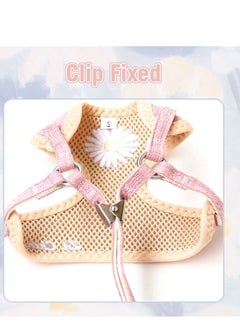 KASTWAVE Puppy Carrier, Puppy and Cat Carrier Leash Breathable Mesh Daisy Undershirt Pet Carrier Pet Training Leash for Indoor and Outdoor Training Pets (3-Piece Set, Pink)  - Image 3