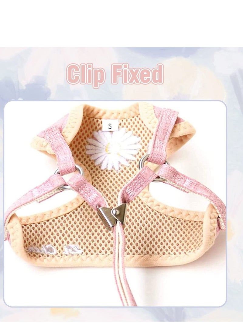 KASTWAVE Puppy Carrier, Puppy and Cat Carrier Leash Breathable Mesh Daisy Undershirt Pet Carrier Pet Training Leash for Indoor and Outdoor Training Pets (3-Piece Set, Pink)  - Image 3