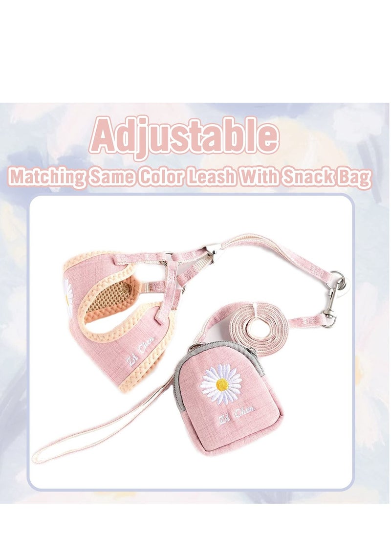KASTWAVE Puppy Carrier, Puppy and Cat Carrier Leash Breathable Mesh Daisy Undershirt Pet Carrier Pet Training Leash for Indoor and Outdoor Training Pets (3-Piece Set, Pink)  - Image 5