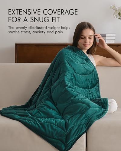 Kaisa Weighted Lap Blanket 7 lbs 41" x 53", Cozy Luxury Crystal Velvet Small Weighted Blanket for Adults, Portable Travel Weighted Blanket for Relaxation, All-Season Blanket, Machine Washable, Green - Image 2