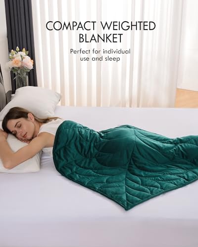 Kaisa Weighted Lap Blanket 7 lbs 41" x 53", Cozy Luxury Crystal Velvet Small Weighted Blanket for Adults, Portable Travel Weighted Blanket for Relaxation, All-Season Blanket, Machine Washable, Green - Image 3
