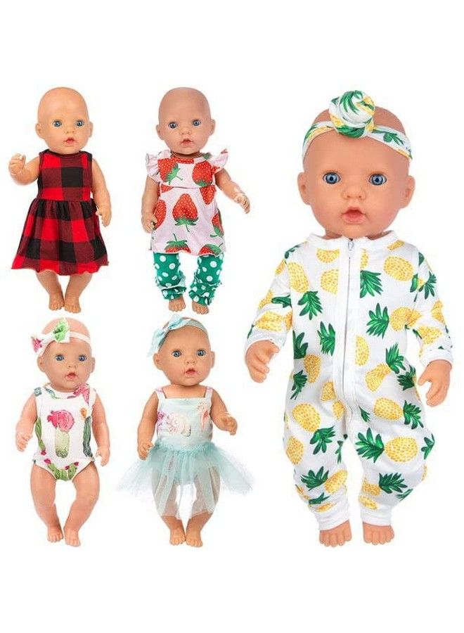 Ecore Fun 5 Sets 1416 Inch Baby Doll Clothes Dresses Outfits Pjs For 43Cm New Born Baby Dolls 15 Inch Baby Doll 18 Inch Girl Doll - Image 2
