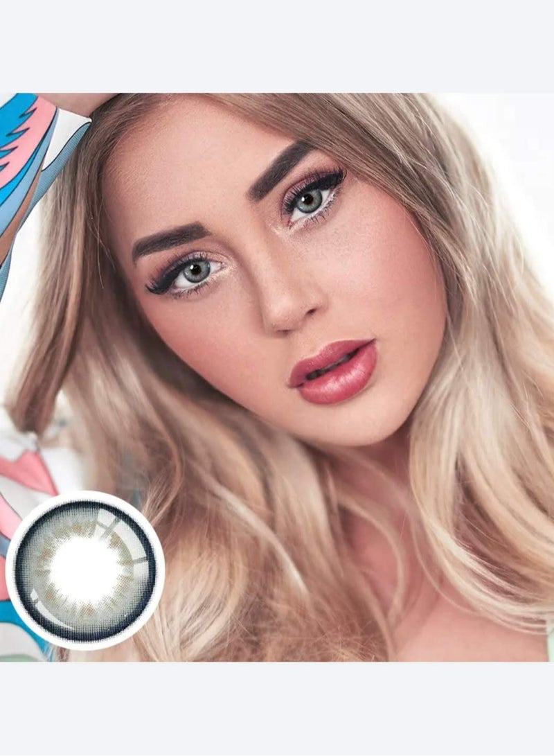 Unibling Bloom Blue Yearly Colored Contact Lenses, Unisex Cosmetic Contact Lenses, Enlargement Collection, Dark Blue, With Case - Image 1