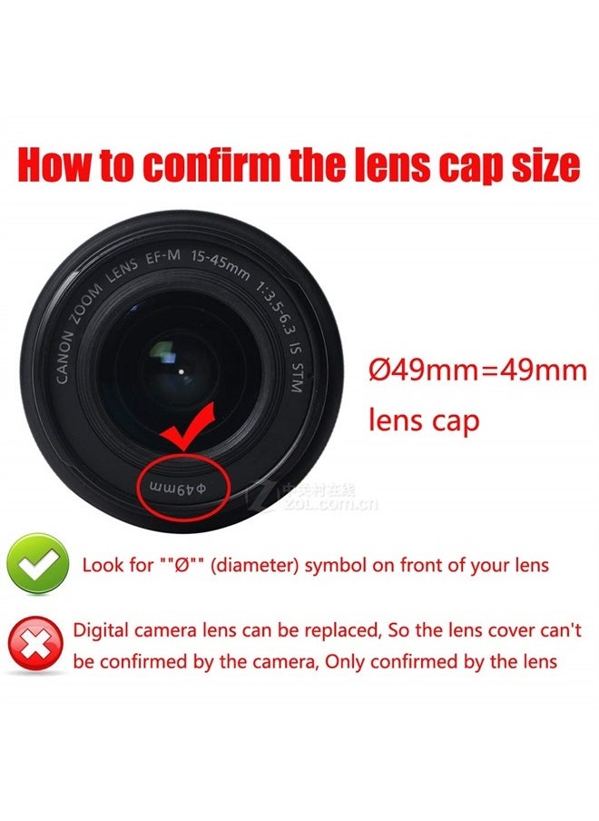 WH1916 - 49mm Lens Cover Cap for Canon M50 M100 M6 w/ EF-M 15-45mm IS STM Lens, Sony RX1R w/ SEL 18-55mm, NEX-7 w/ E 55-210mm Lens (2 Packs) - Image 1