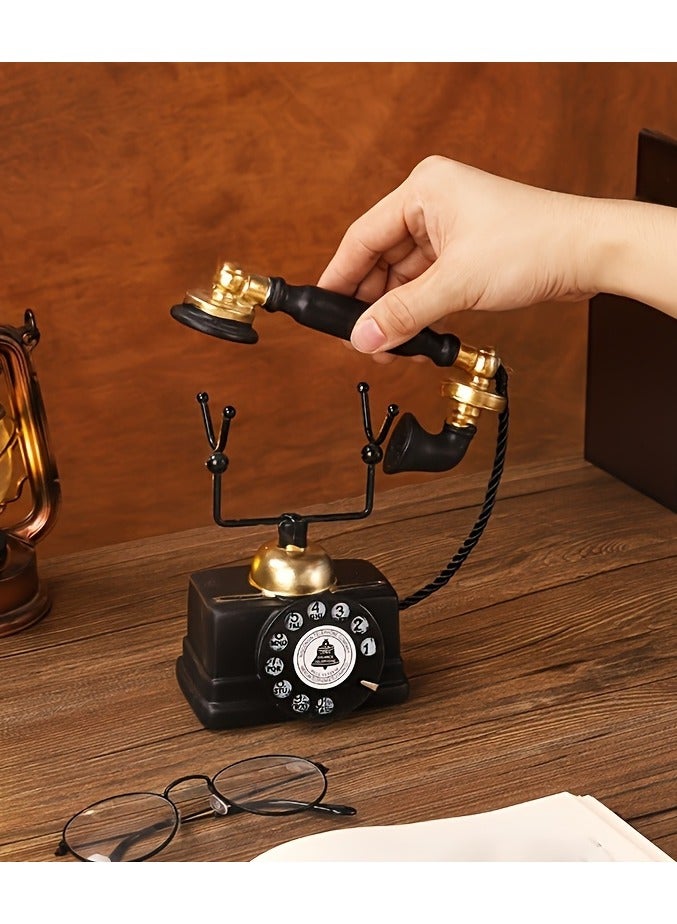 Elegant Vintage-Style Decorative Telephone – Antique Resin Rotary Phone Replica, Perfect for Home and Bar Décor, Study Room Display, Nostalgic Photography Props, and Unique Gifts for Weddings, Graduations, and Special Occasions