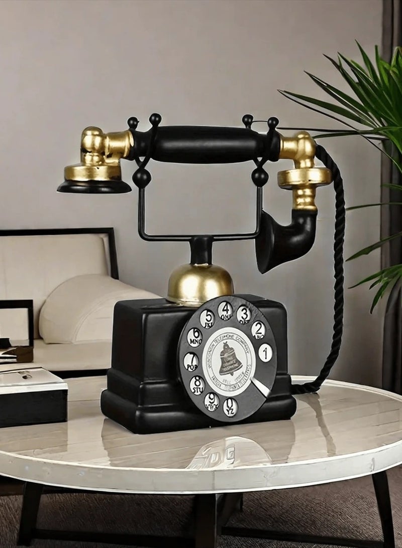 Elegant Vintage-Style Decorative Telephone – Antique Resin Rotary Phone Replica, Perfect for Home and Bar Décor, Study Room Display, Nostalgic Photography Props, and Unique Gifts for Weddings, Graduations, and Special Occasions  - Image 2