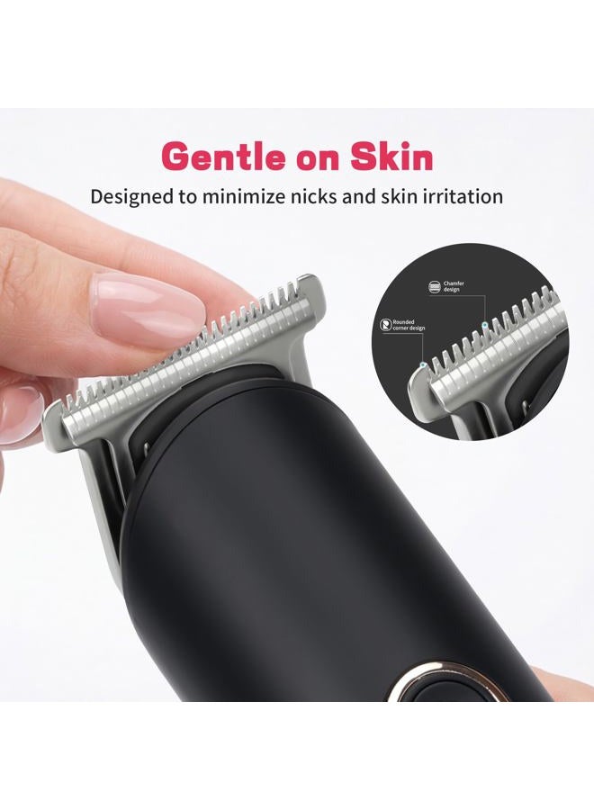 pritech Bikini Trimmer for Women - Rechargeable Pubic Hair Trimmer for Sensitive Skin, Wet&Dry Use, Pain-Free Electric Razor&Shaver with Standing Recharge Dock, Ideal Gift for Women, Black - Image 2