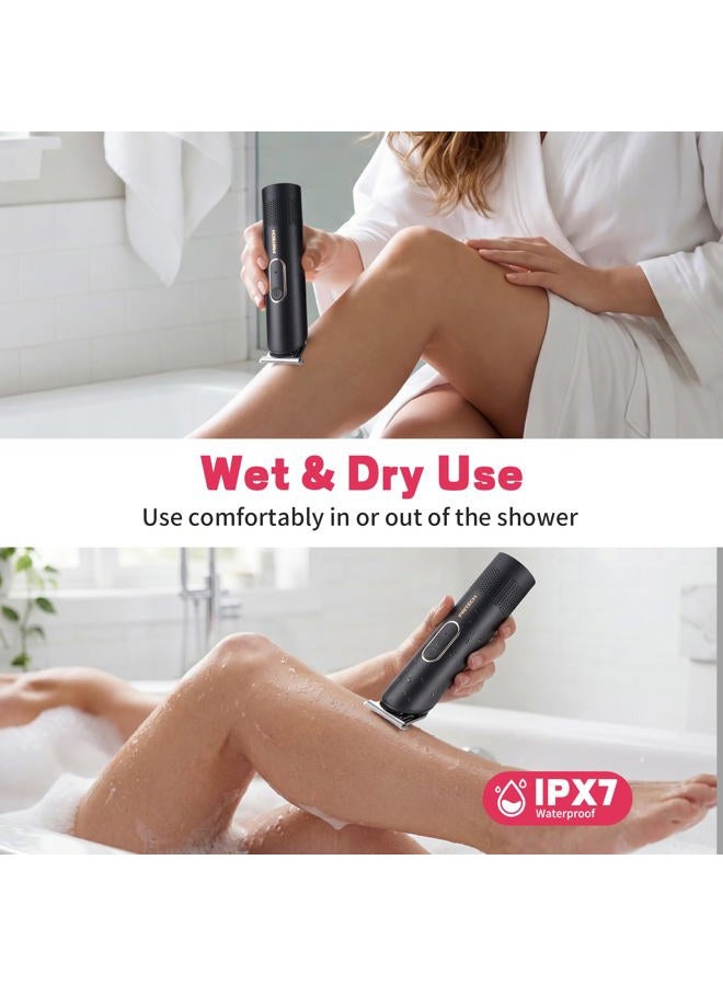 pritech Bikini Trimmer for Women - Rechargeable Pubic Hair Trimmer for Sensitive Skin, Wet&Dry Use, Pain-Free Electric Razor&Shaver with Standing Recharge Dock, Ideal Gift for Women, Black - Image 5