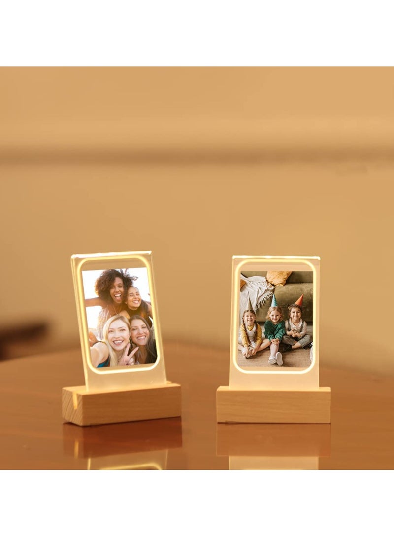 Suntown إطار صور أكريليك شفاف مضيء SYOSI 2 قطعة، إطار صور طاولة مصغر بحجم 3 بوصة لـ Instax Mini 11/9/8/EVO لفيلم الصور الفوري، إطار صور طاولة بإضاءة دافئة لفيلم بولارويد بحجم 3 بوصة - Image 5