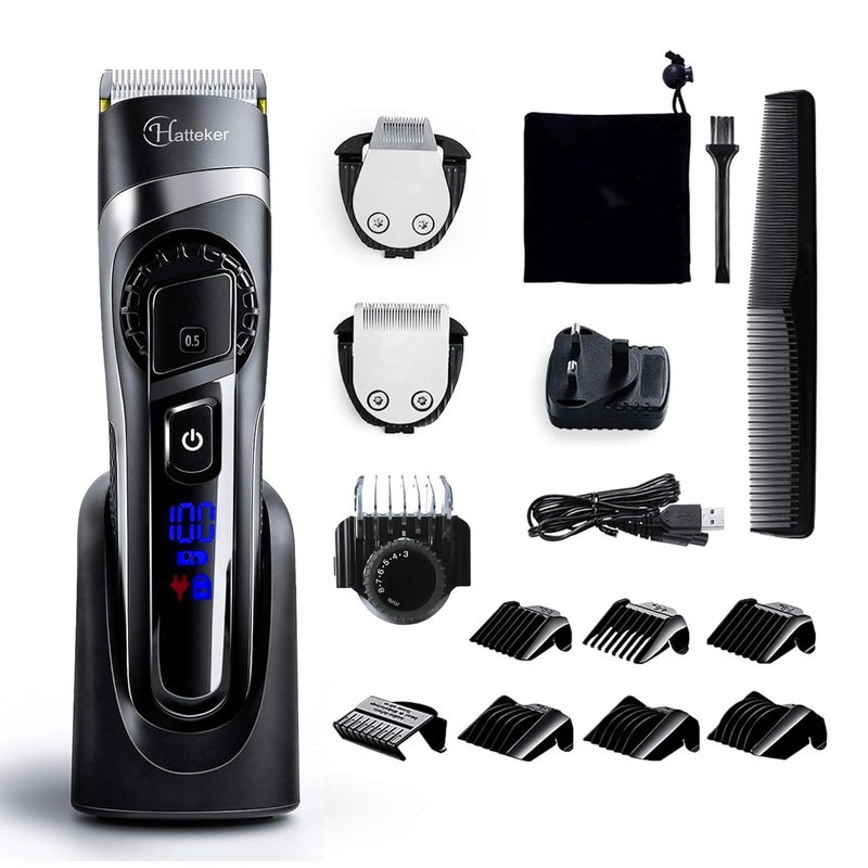 Hatteker Men's Hair Clipper Trimmer Beard Trimmer Cordless Hair Cutting Kit for Men Grooming Kit Precision Trimmer Waterproof Rechargeable, Battery Powered - Image 1