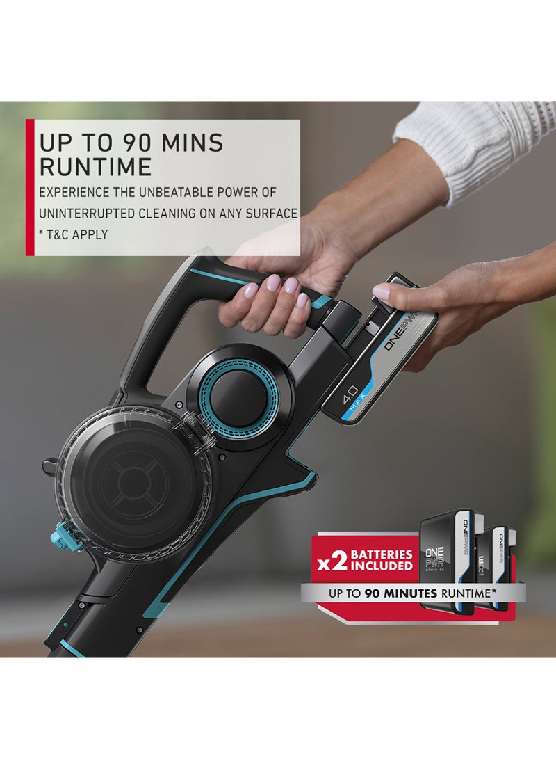 HOOVER Onepwr Blade Max Dual Cordless Vacuum Cleaner Machine, Up To 90 min Runtime, Antimicrobial Protection, Multi-Surface Cleaning, 2 Batteries 6 W CLSV-BPME Black/Blue - Image 4