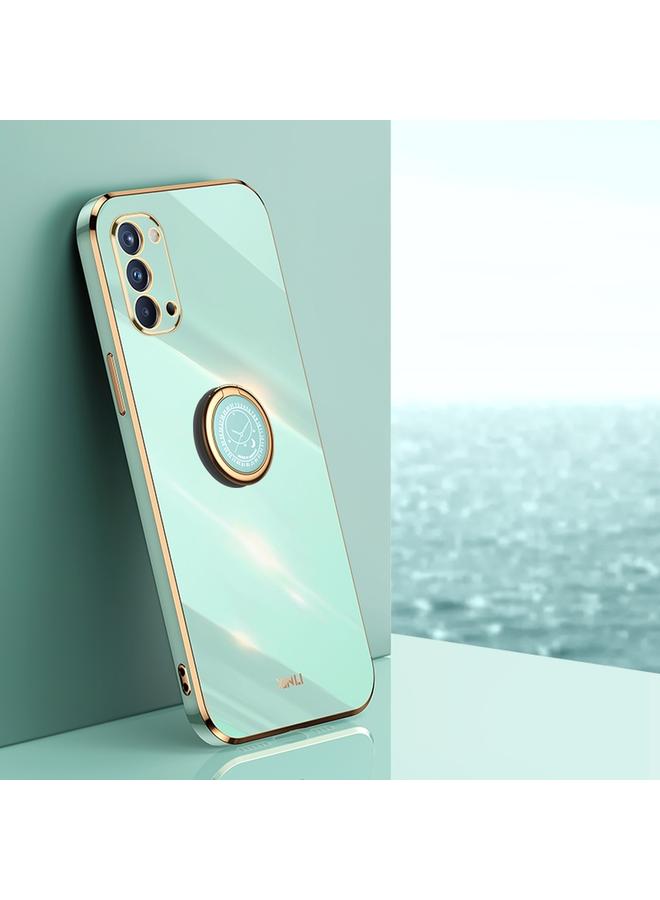 Case For OPPO Reno4 Straight Edge 6D Electroplate TPU Phone Case with Ring Holder