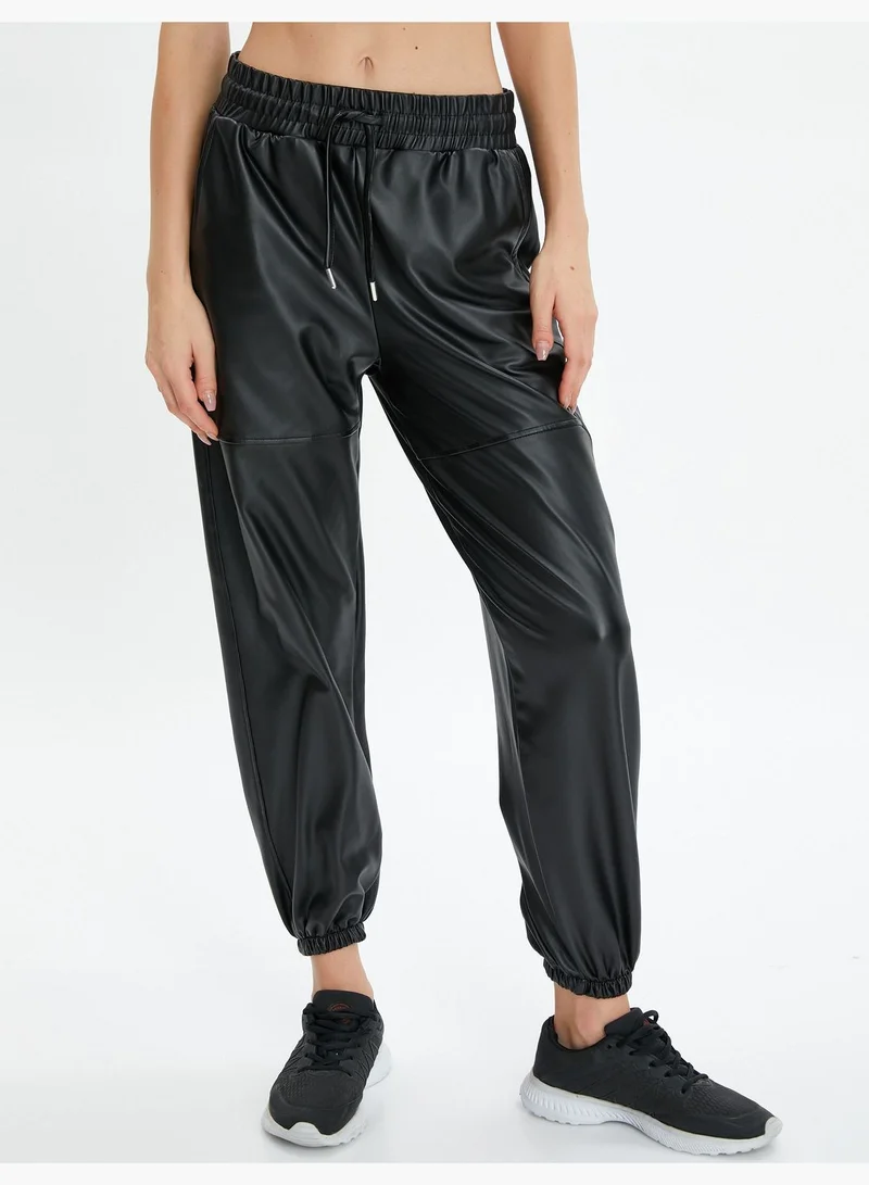 كوتون Leather Looking Jogger Sweatpants