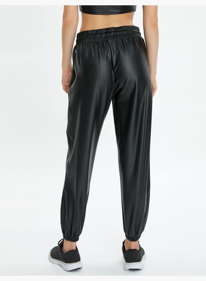 كوتون Leather Looking Jogger Sweatpants