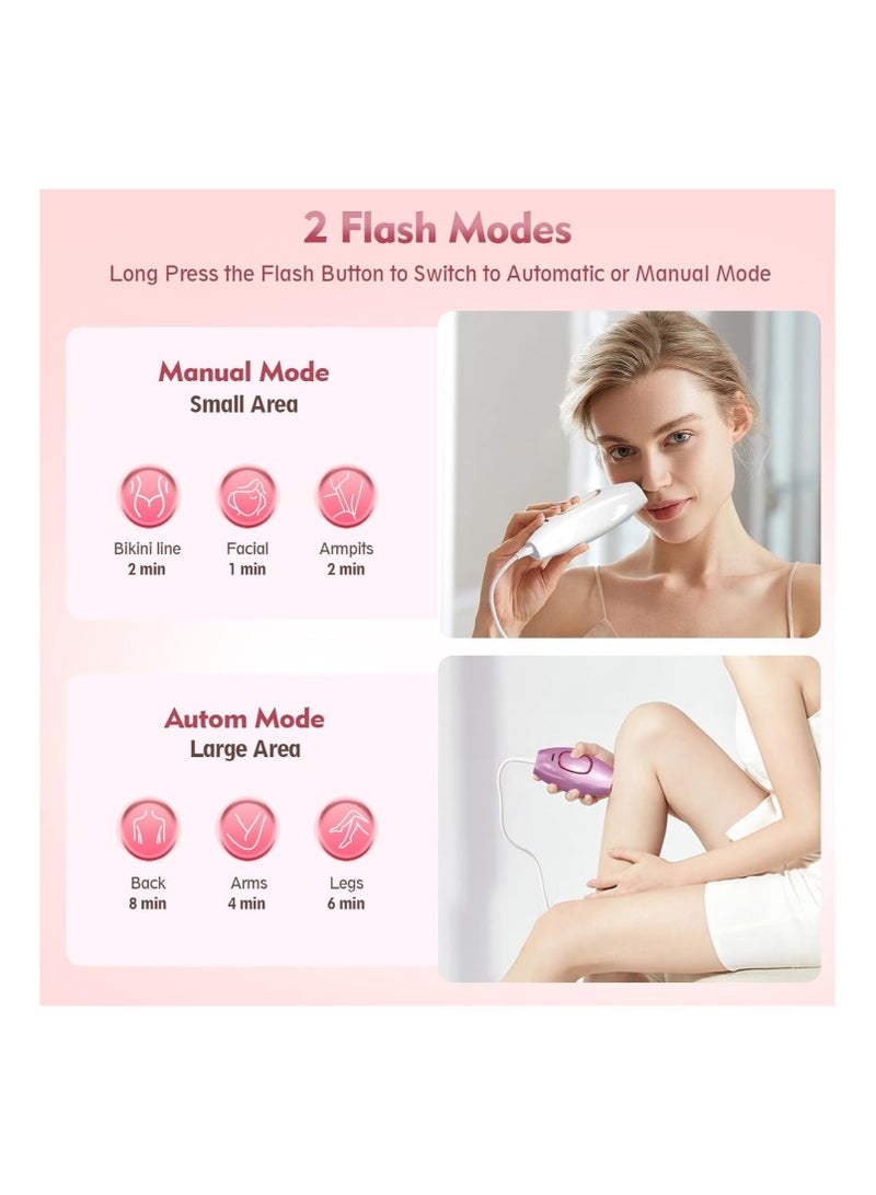 أكاليكس مجموعة إزالة الشعر بالليزر Clear Skin Silky DIY Handset – جهاز إزالة الشعر بتقنية IPL غير مؤلم وطويل الأمد للوجه والجسم - Image 3