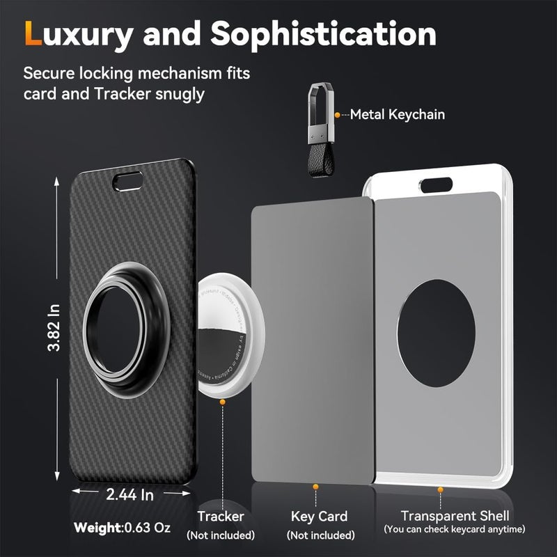 TNSNK Key Card Holder for Tesla with AirTag Slot TNSNK Carbon Fiber Cover Protective Card Case with Keychain for Tesla Key 3 Y S X (Black) - Image 5