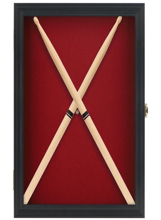 DisplayGifts 15.75 X 13.25 Drum Stick Display Case Frame 98% UV Protection Drumsticks Wall Mount Display Stand Black Finish Frame - Image 1