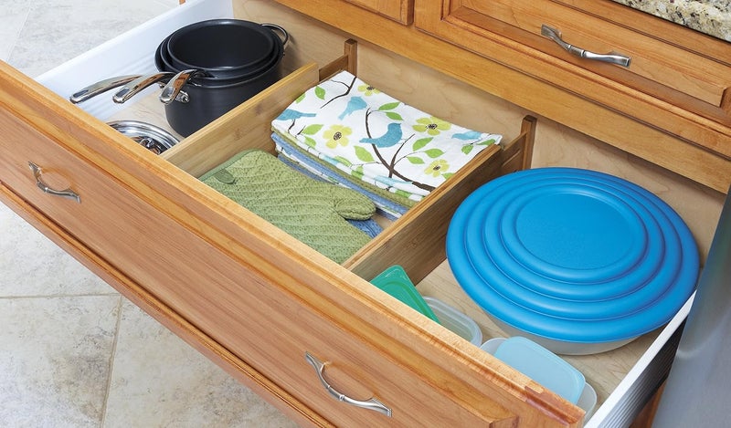 Lipper International 8897 Bamboo Wood Custom Fit Adjustable Deep Kitchen Drawer Dividers, Set of  2 - Image 4
