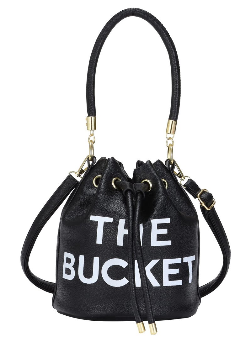 Stylish Mini Leather Bucket Bag for Women, Versatile Drawstring Crossbody Handbag for Travel and Shopping - Image 1