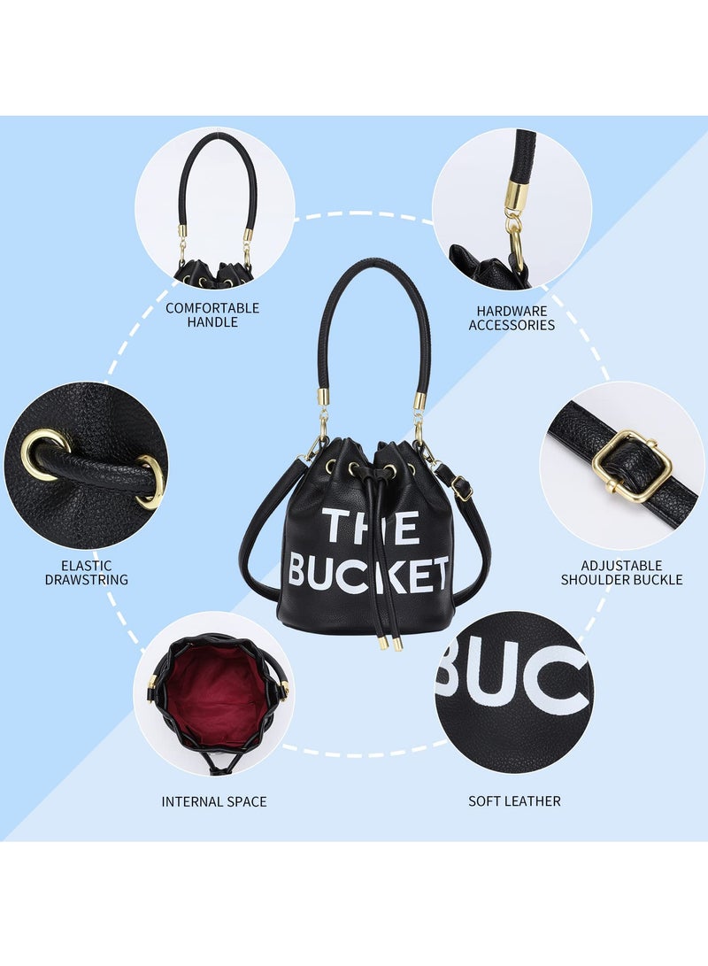 Stylish Mini Leather Bucket Bag for Women, Versatile Drawstring Crossbody Handbag for Travel and Shopping - Image 5