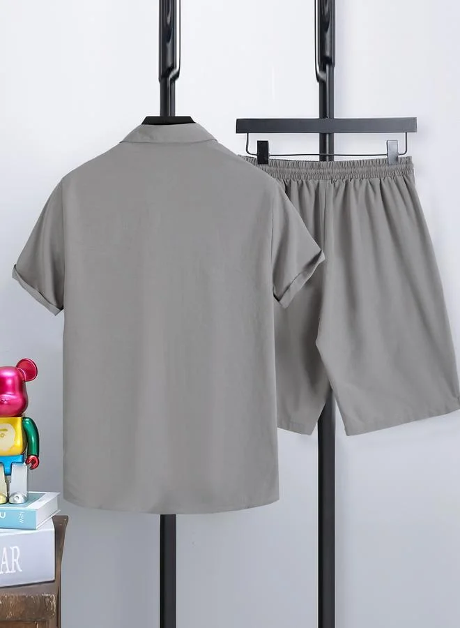 Take Two Take Two Solid Pocket Detail Shirt and Shorts Co-Ords