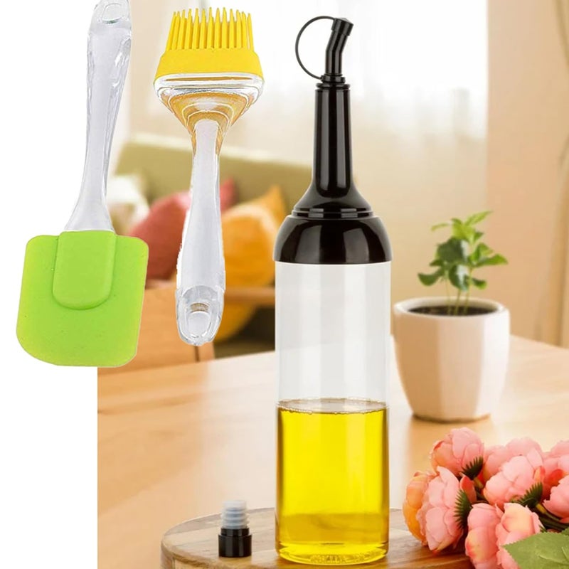 IDEAL PRIME Airtight BPA Free Plastic Oil Dispenser 1000 ml Silicone Brush Combo Set Plastic oil Stopper Oil Pourer Spatula Kitchen Tools Pack Of 2 - Image 1