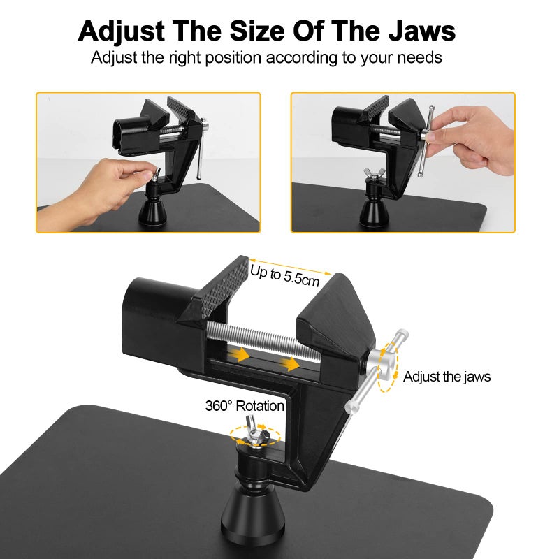 NOEVSBIG Magnetic Helping Hands Soldering Third Hand, PCB Circuit Board Holder with 3X LED Magnifying Lamp, 360 Hot Air Gun Holder, Extra Large & Heavy Duty Base Plate | Flexible Arms for Soldering Station - Image 4